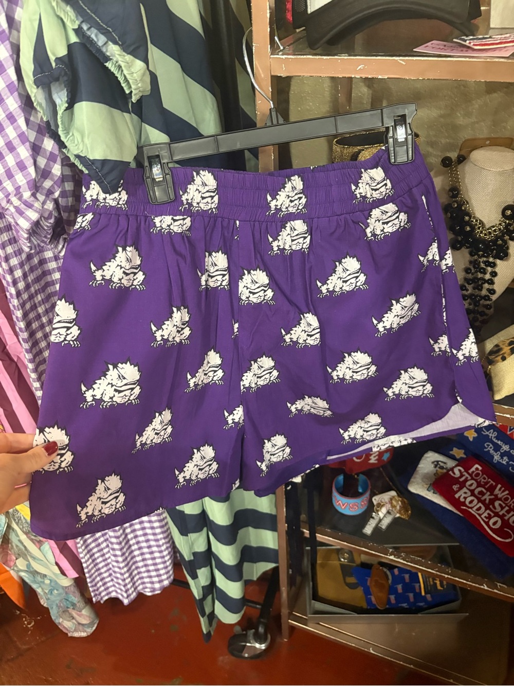NWT, Stewart Simmons TCU Horned Frog Purple Print  Women’s Skort XS-L